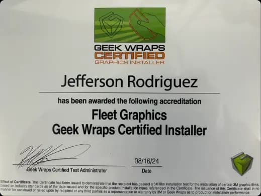 Geek Wraps Certificate